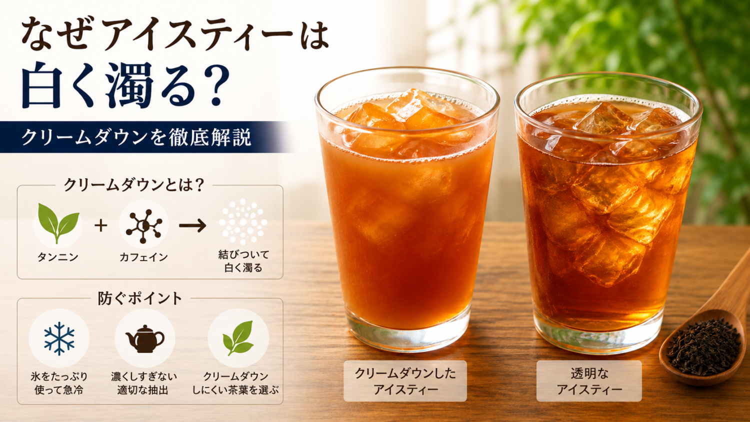 なぜアイスティーは白く濁る？クリームダウンの原因と防ぐ方法を紅茶工場が解説