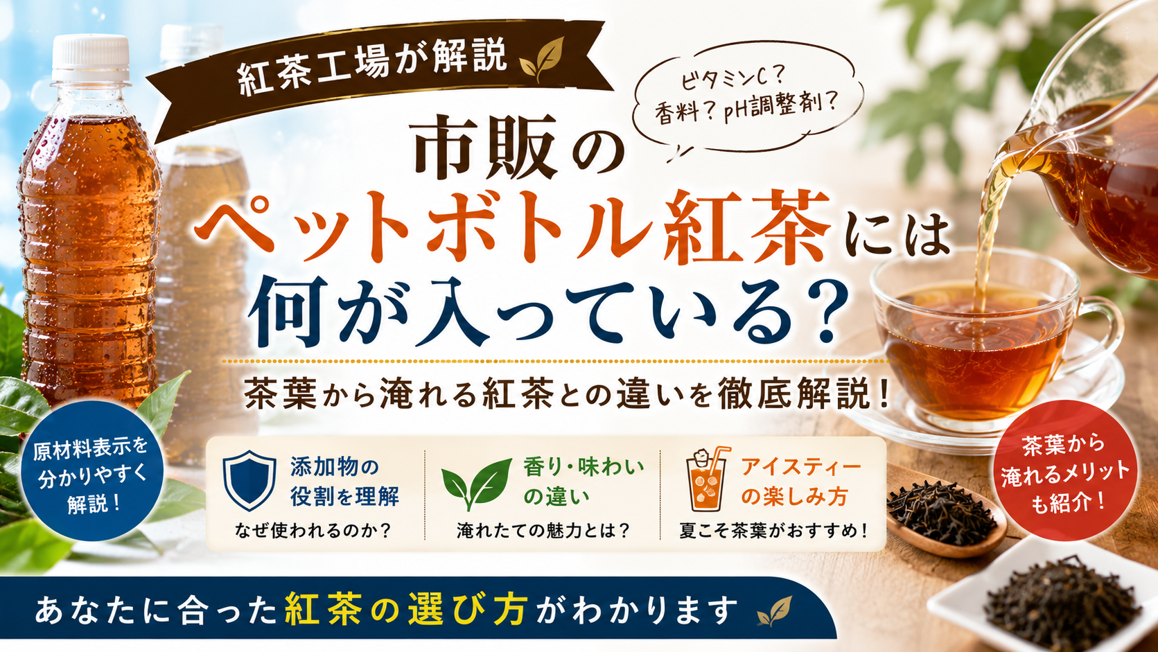 市販のペットボトル紅茶には何が入っている？茶葉から淹れる紅茶との違いを紅茶工場が解説