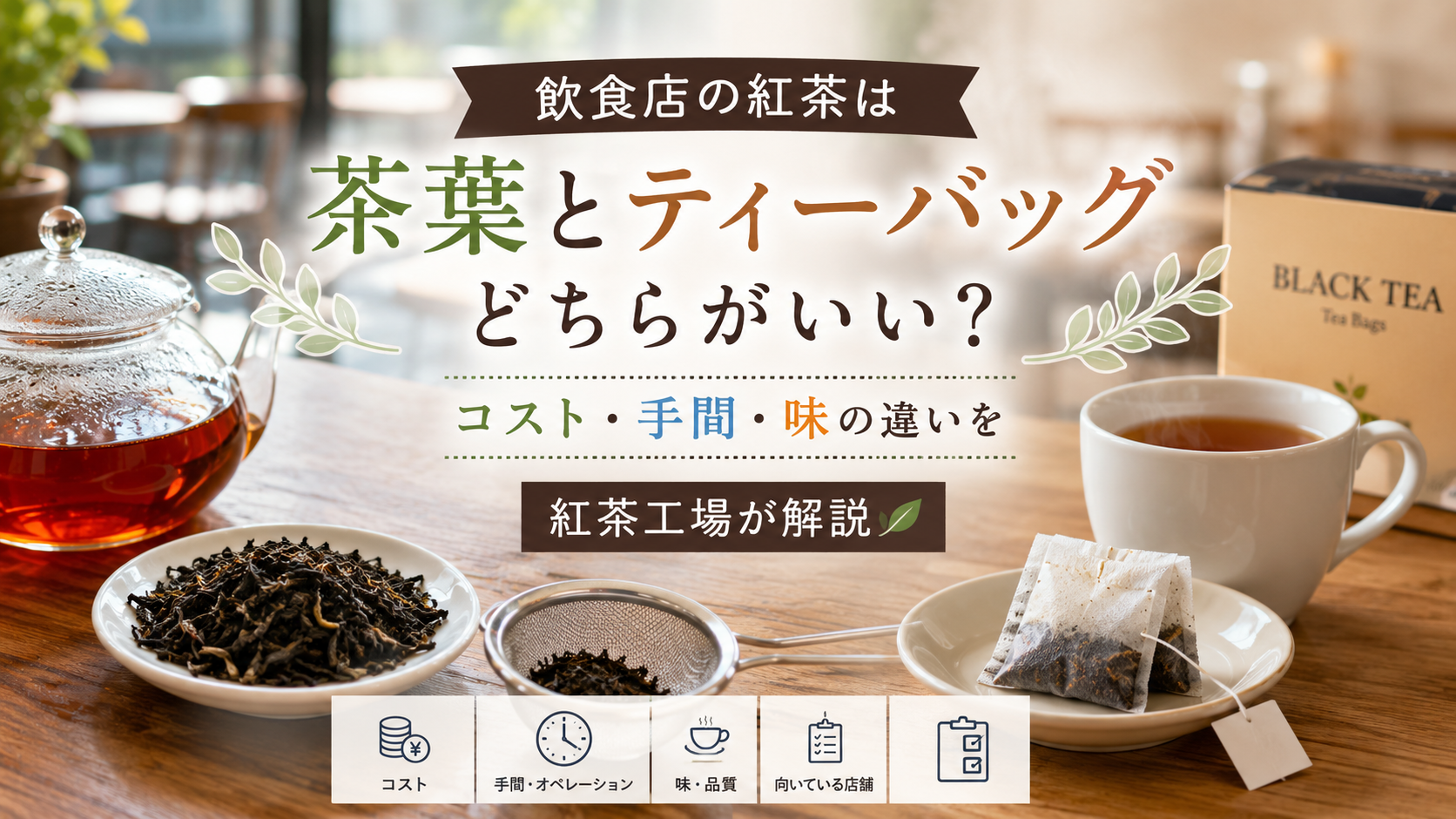 飲食店の紅茶は茶葉とティーバッグどちらがいい？コスト・手間・味の違いを紅茶工場が解説