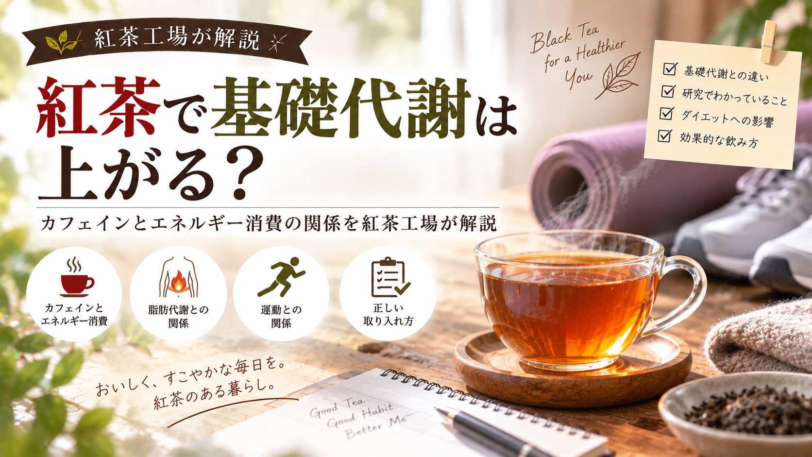 紅茶で基礎代謝は上がる？カフェインとエネルギー消費の関係を紅茶工場が解説