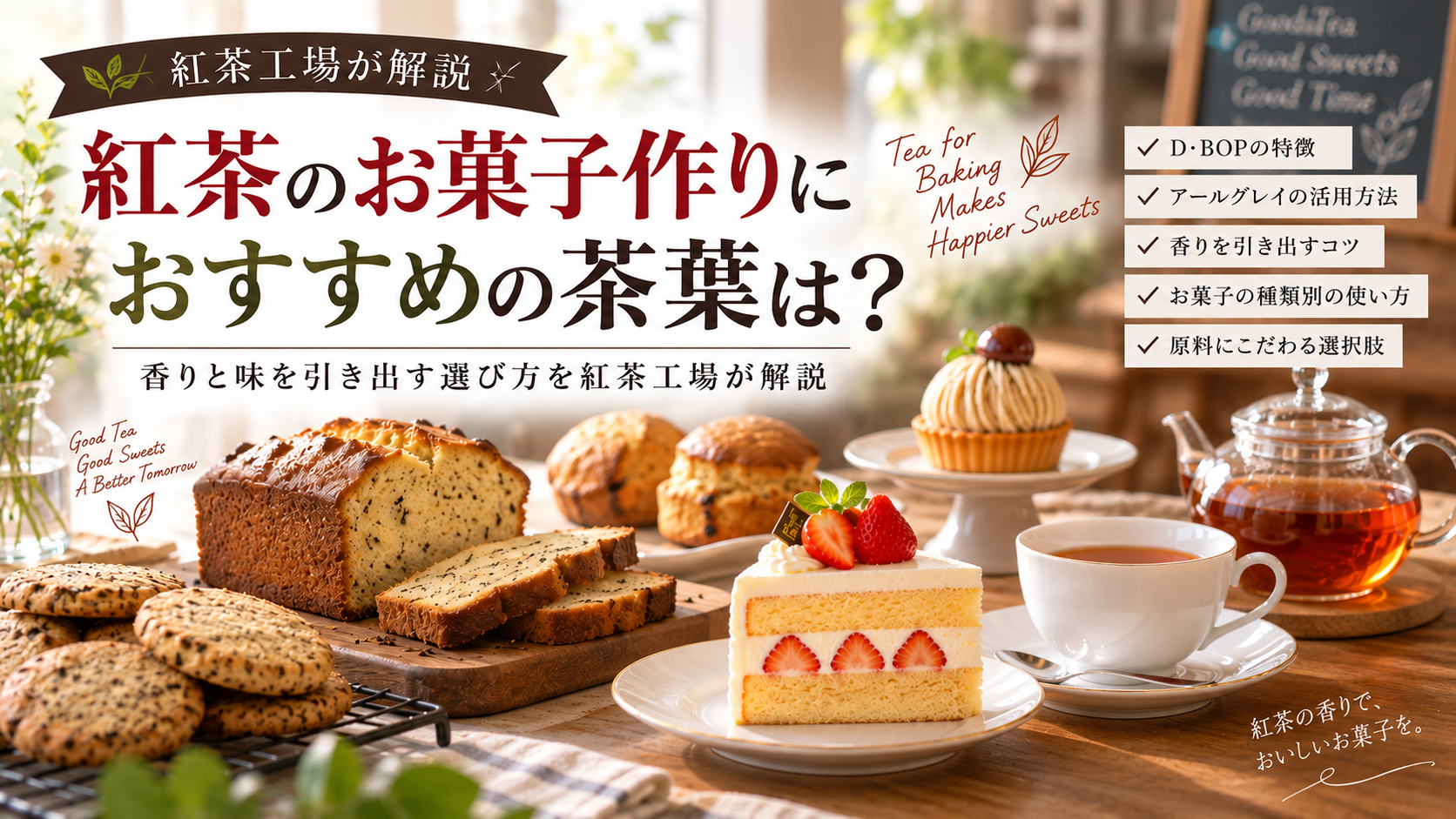紅茶のお菓子作りにおすすめの茶葉は？香りと味を引き出す選び方を紅茶工場が解説