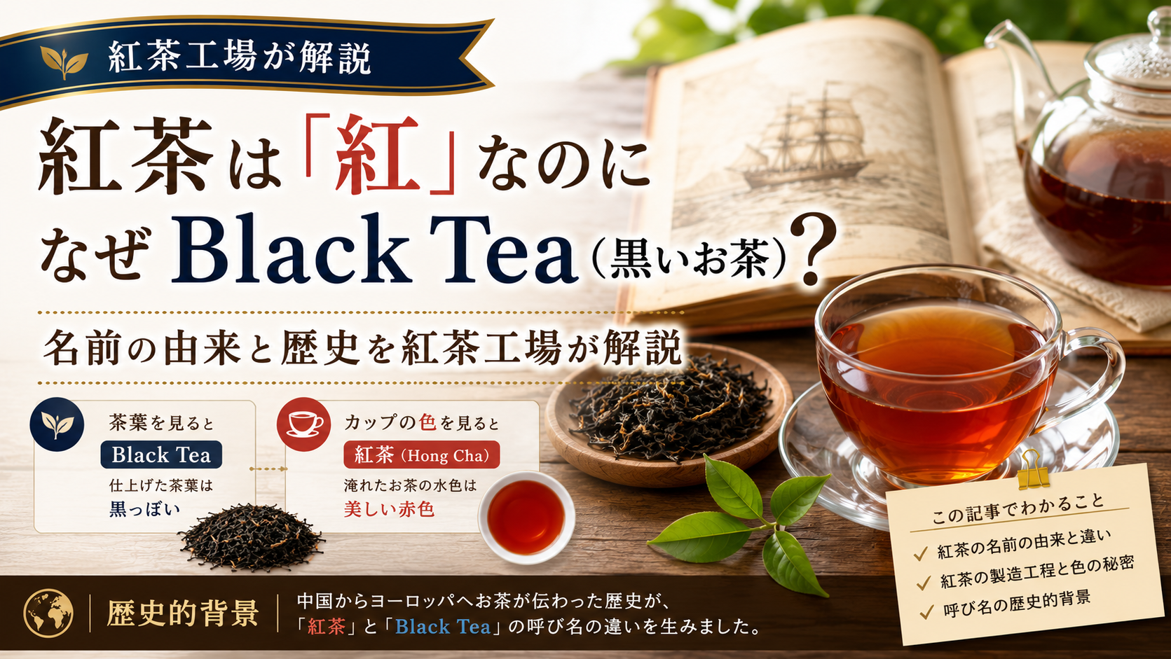 紅茶は「紅」なのになぜBlack Tea（黒いお茶）？名前の由来と歴史を紅茶工場が解説