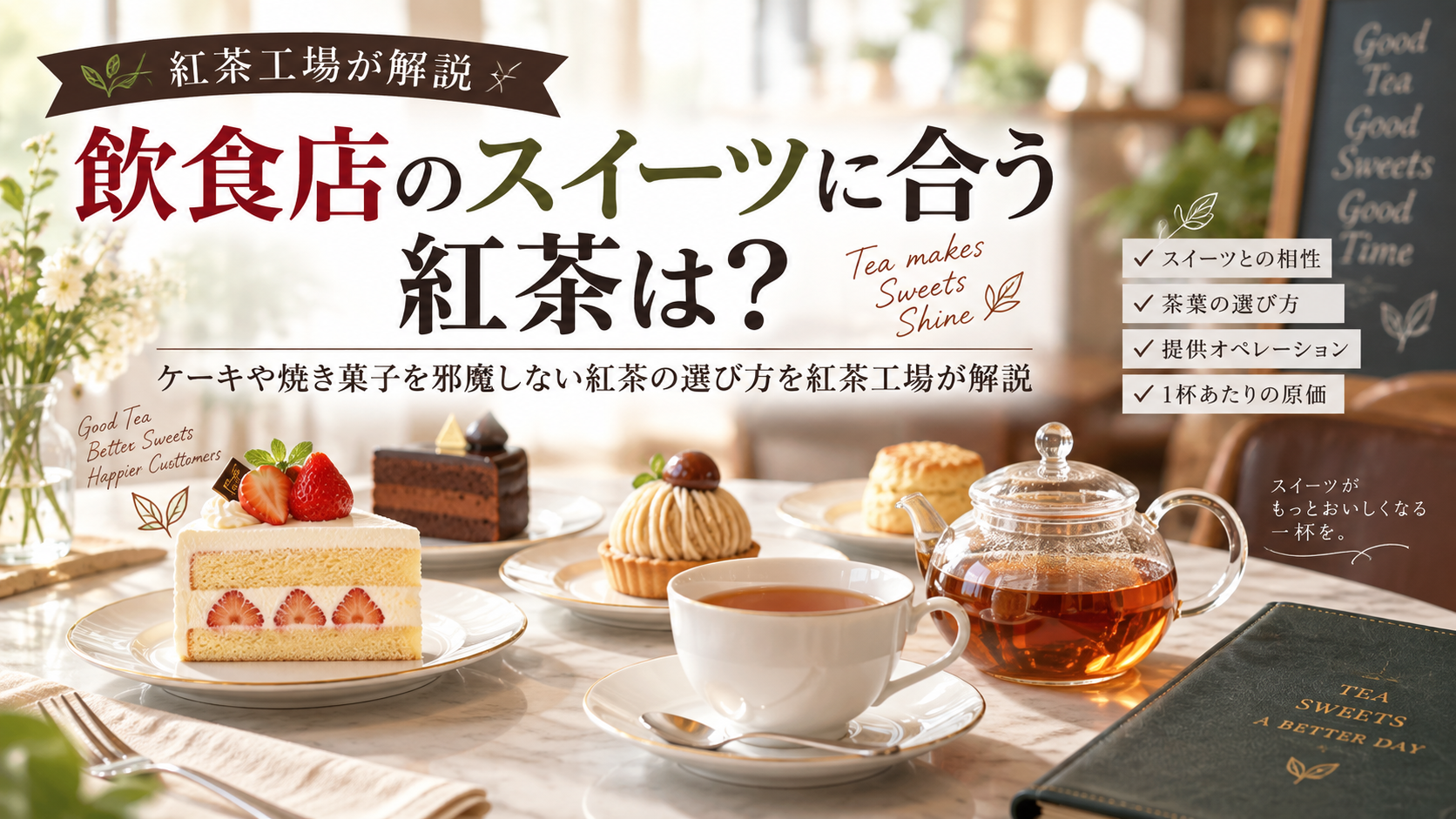 飲食店のスイーツに合う紅茶は？ケーキや焼き菓子を邪魔しない紅茶の選び方を紅茶工場が解説