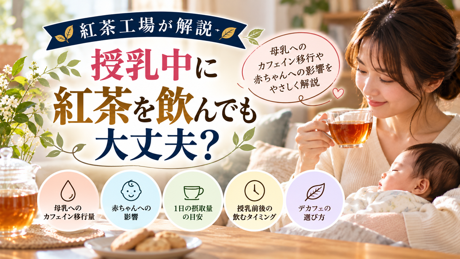 授乳中に紅茶を飲んでも大丈夫？母乳へのカフェイン移行と赤ちゃんへの影響を紅茶工場が解説